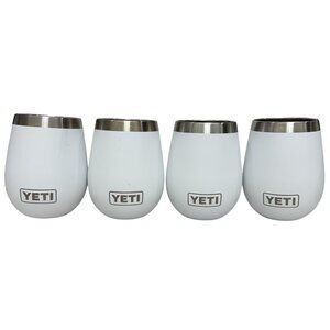 Yeti 10 oz Rambler Wine Tumbler Stainless Steel White Set Of 4 No Lids
